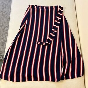Abound Skirt - Women’s Small Navy Blue Red White - A-line Elastic Waist Midi